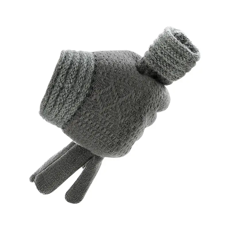 Ruiya Men's and Women's Winter Two-Finger Exposed Gloves New Style Office Writing Typing Fingerless Warm Color-Blocking Knitted Gloves