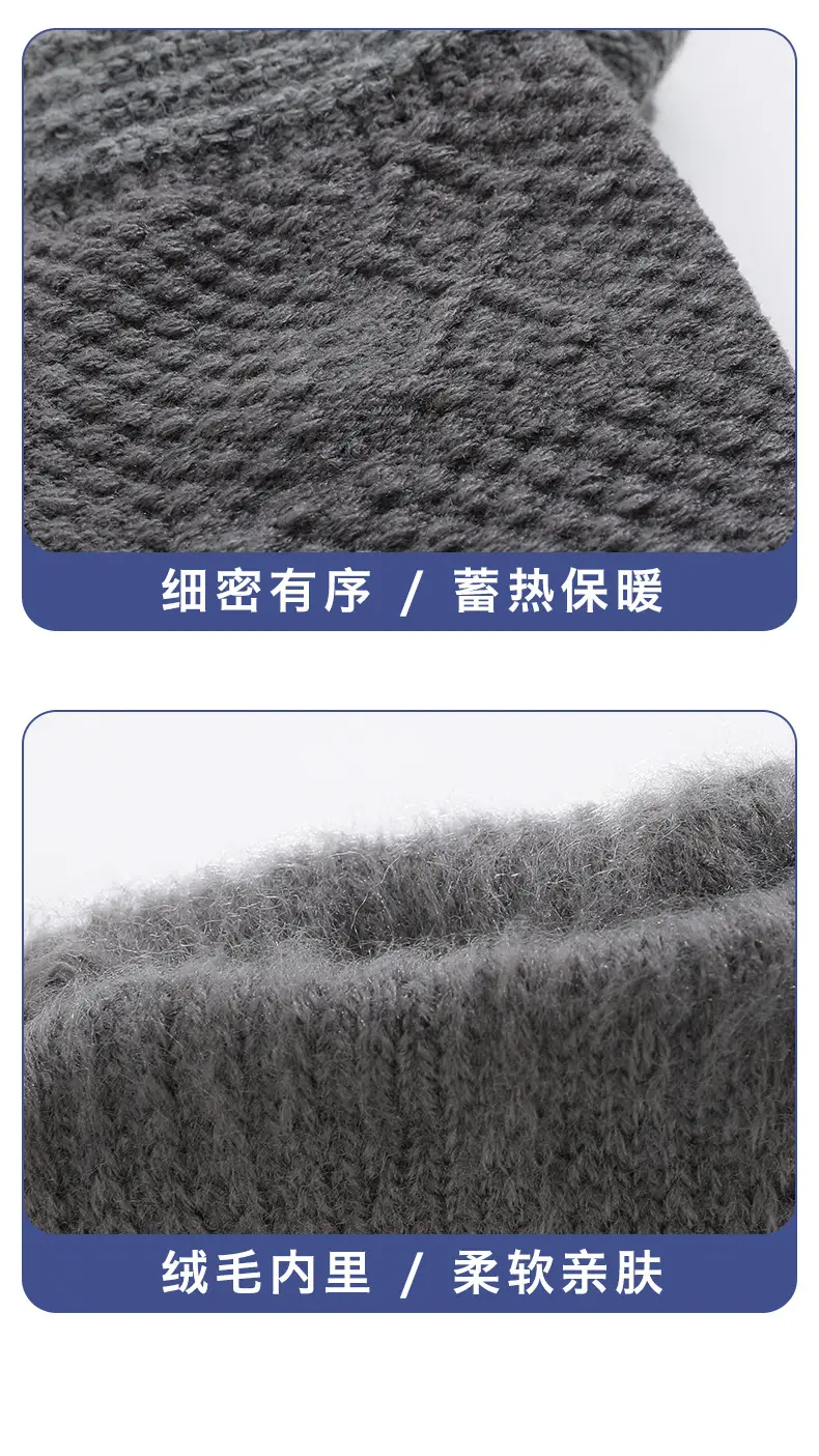 Ruiya Men's and Women's Winter Two-Finger Exposed Gloves New Style Office Writing Typing Fingerless Warm Color-Blocking Knitted Gloves — feature 10