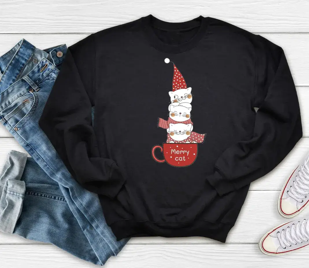 Merry Christmas Snowman Sweatshirt White Round Neck - Image 8