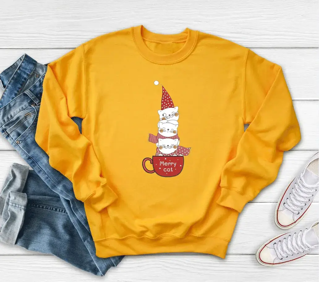 Merry Christmas Snowman Sweatshirt White Round Neck - Image 4