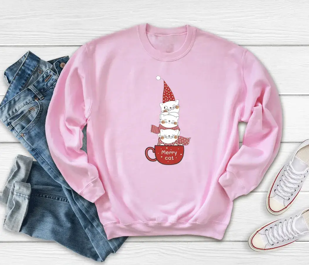Merry Christmas Snowman Sweatshirt White Round Neck - Image 6