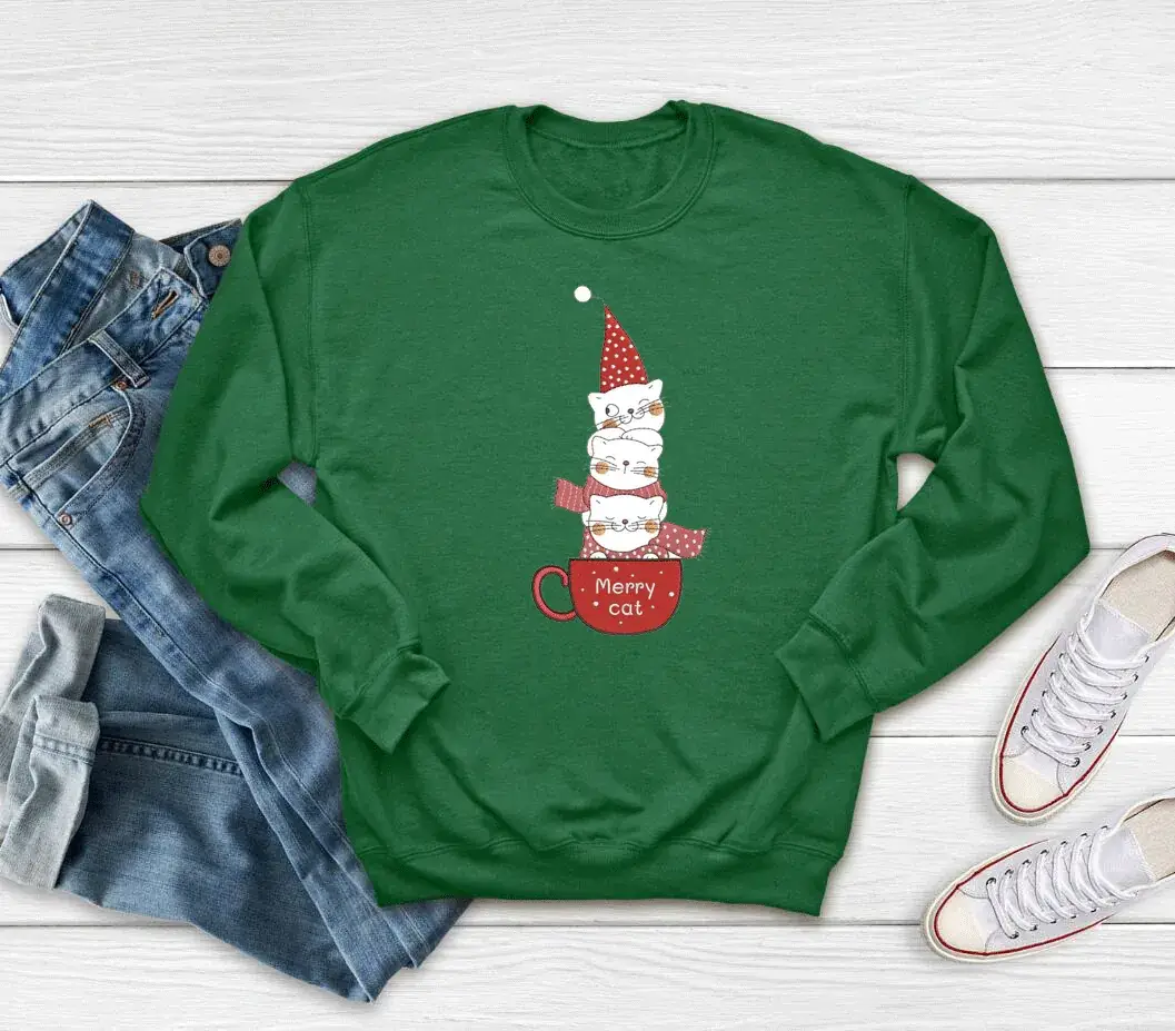 Merry Christmas Snowman Sweatshirt White Round Neck - Image 7