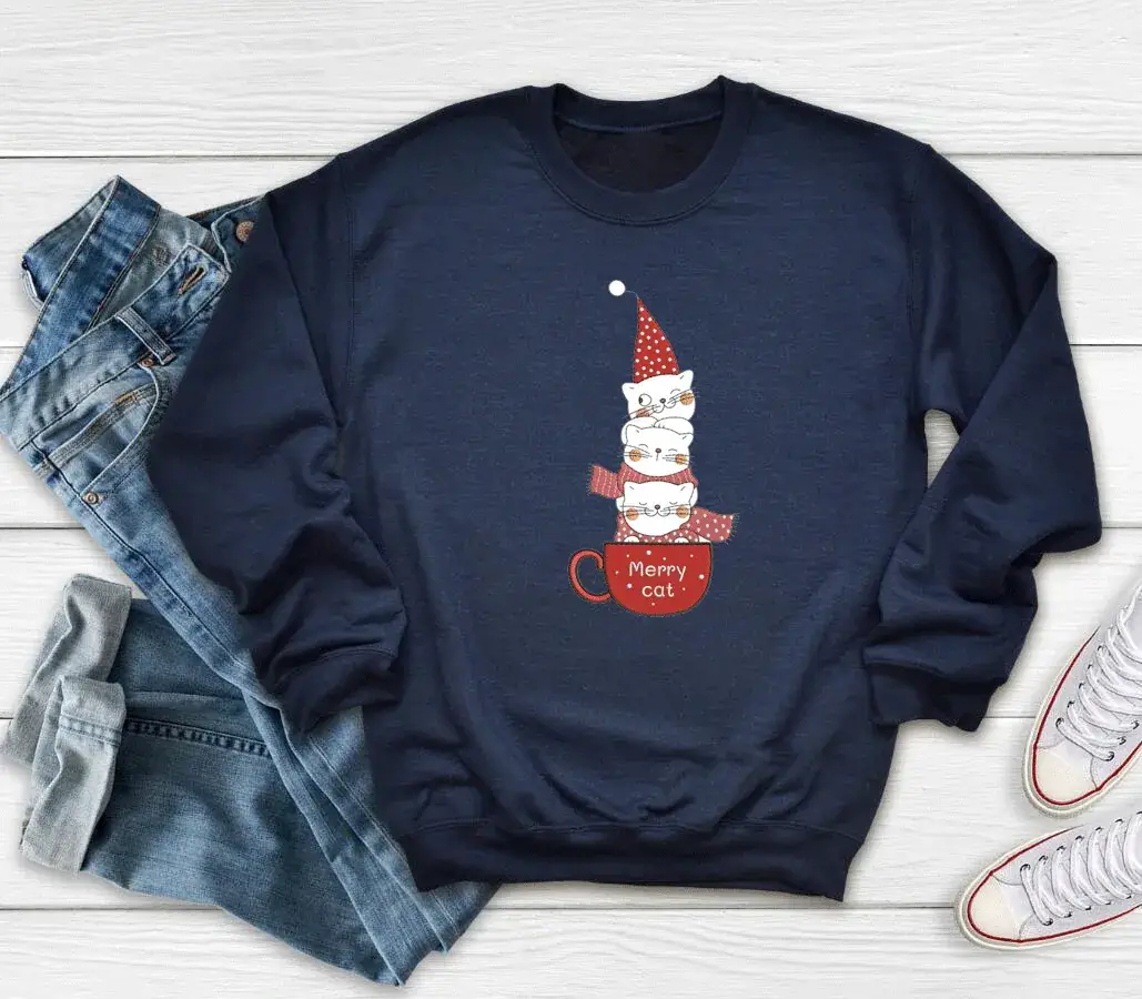 Merry Christmas Snowman Sweatshirt White Round Neck - Image 9