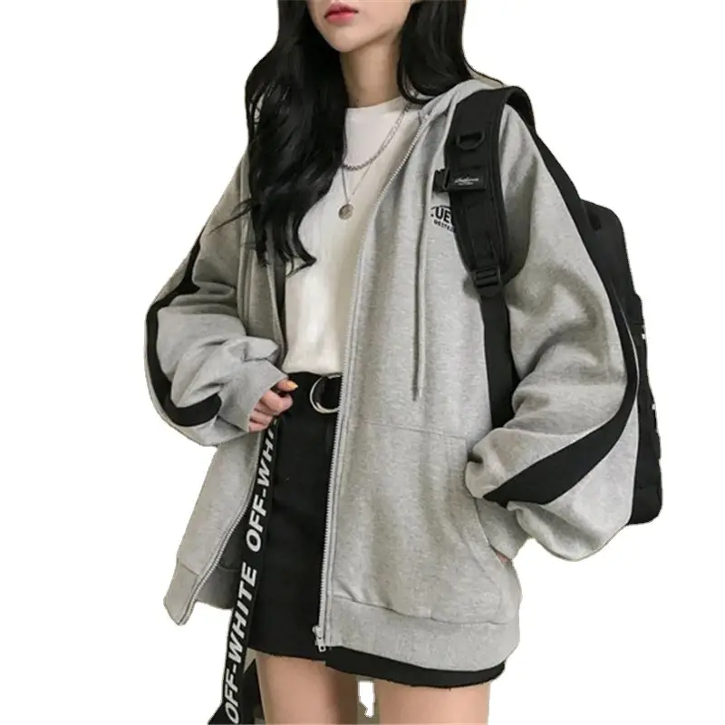Grey Fleece Hoodie Women Autumn Winter 2020 - Image 6
