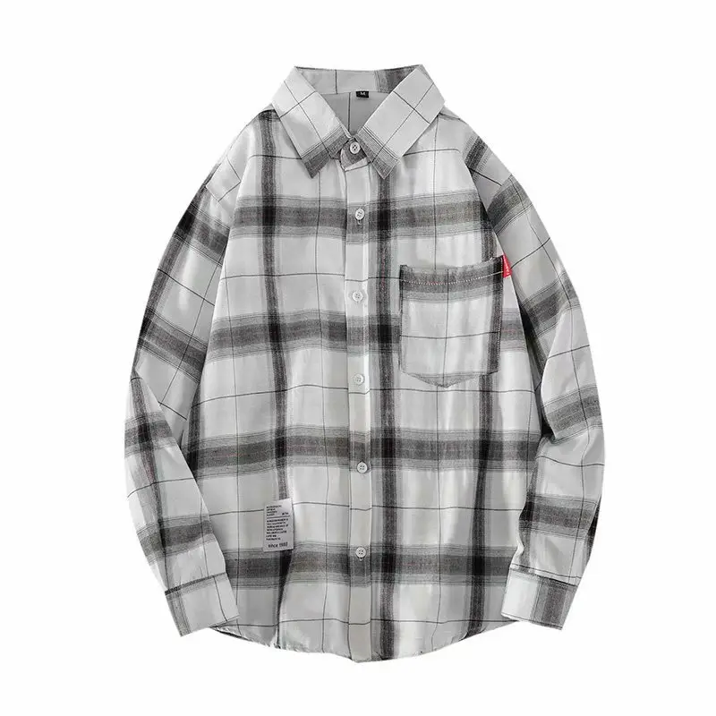 Men Fleece Lined Plaid Shirt Winter Thick Black White - Image 23