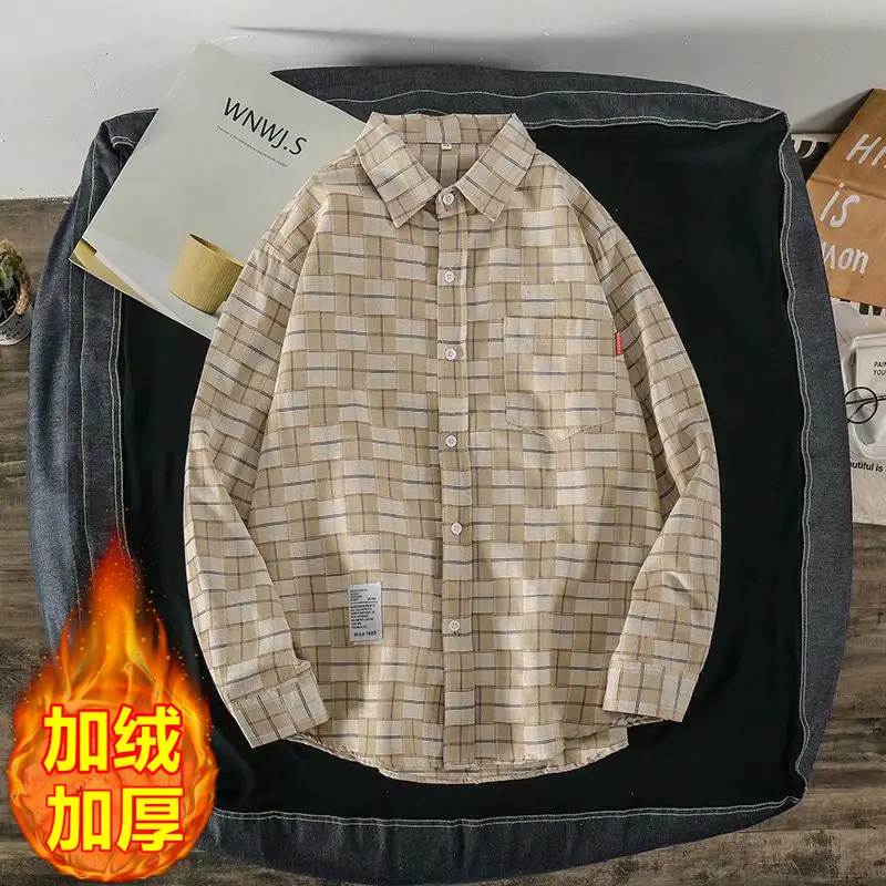 Men's Black Plaid Long Sleeve Hooded Shirt - Image 13