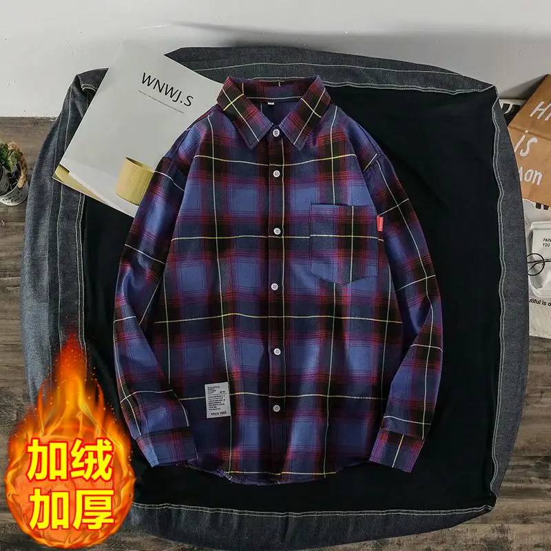 Men's Black Plaid Long Sleeve Hooded Shirt - Image 2