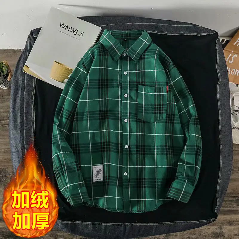 Men's Black Plaid Long Sleeve Hooded Shirt - Image 4