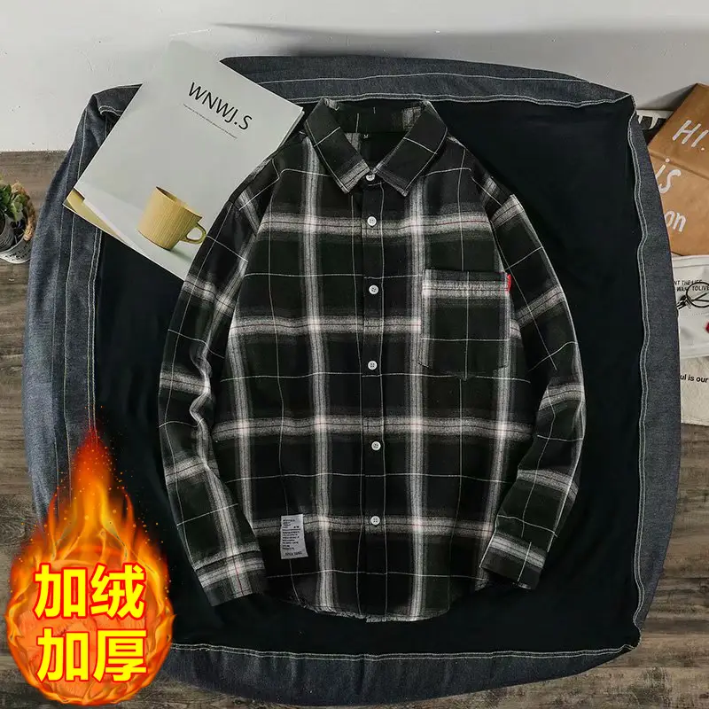 Men's Black Plaid Long Sleeve Hooded Shirt - Image 5