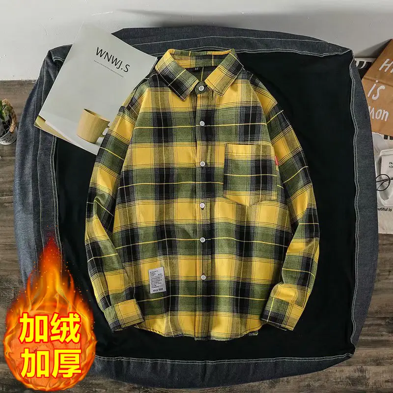 Men's Black Plaid Long Sleeve Hooded Shirt - Image 6