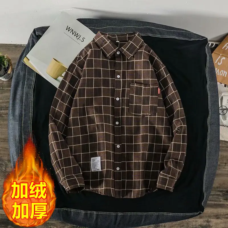 Men's Black Plaid Long Sleeve Hooded Shirt - Image 7