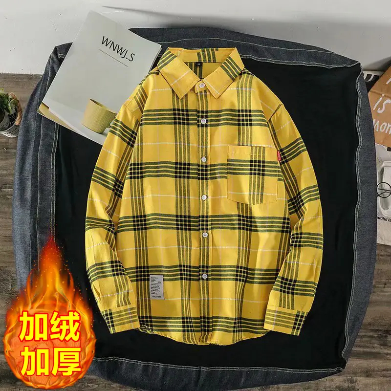 Men's Black Plaid Long Sleeve Hooded Shirt - Image 9