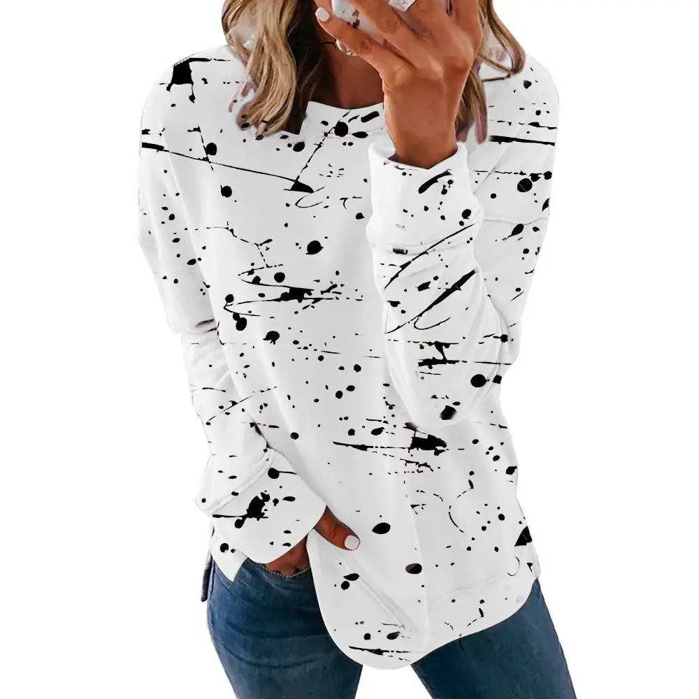 2023 Printed Graffiti Sweatshirt Women Large Black - Image 3