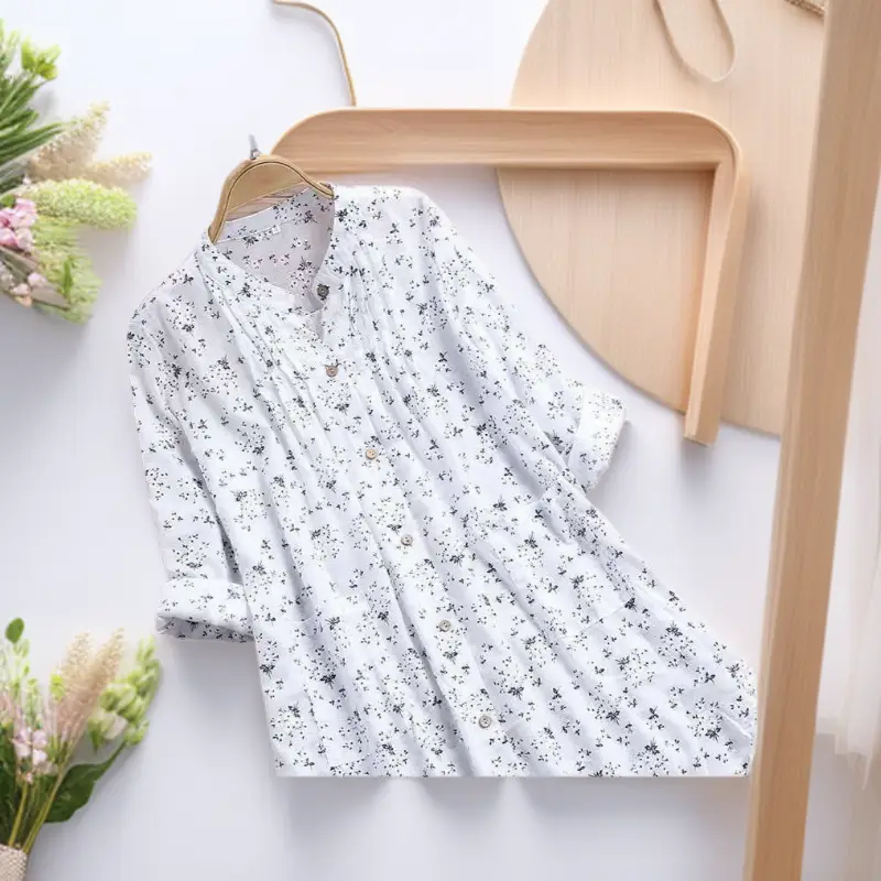 Women's 2024 Urban Floral Pleated T-shirt - Image 6