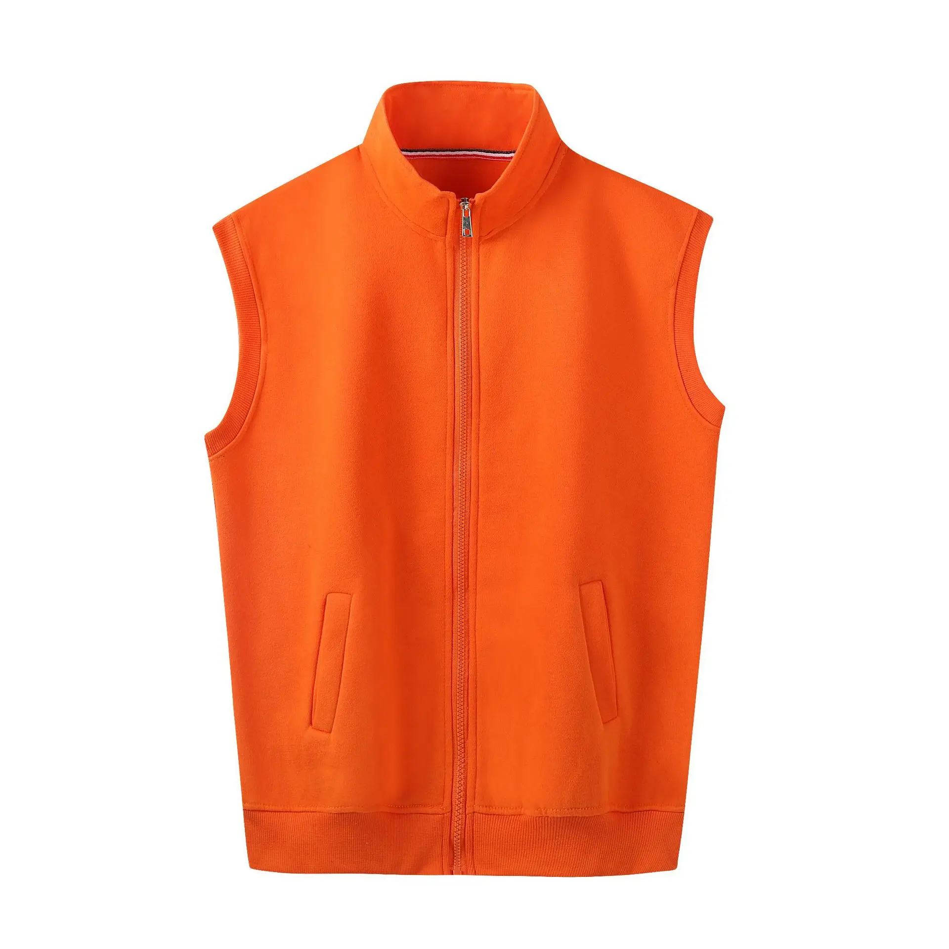 Orange Sleeveless Vest with Zipper Closure - Image 4