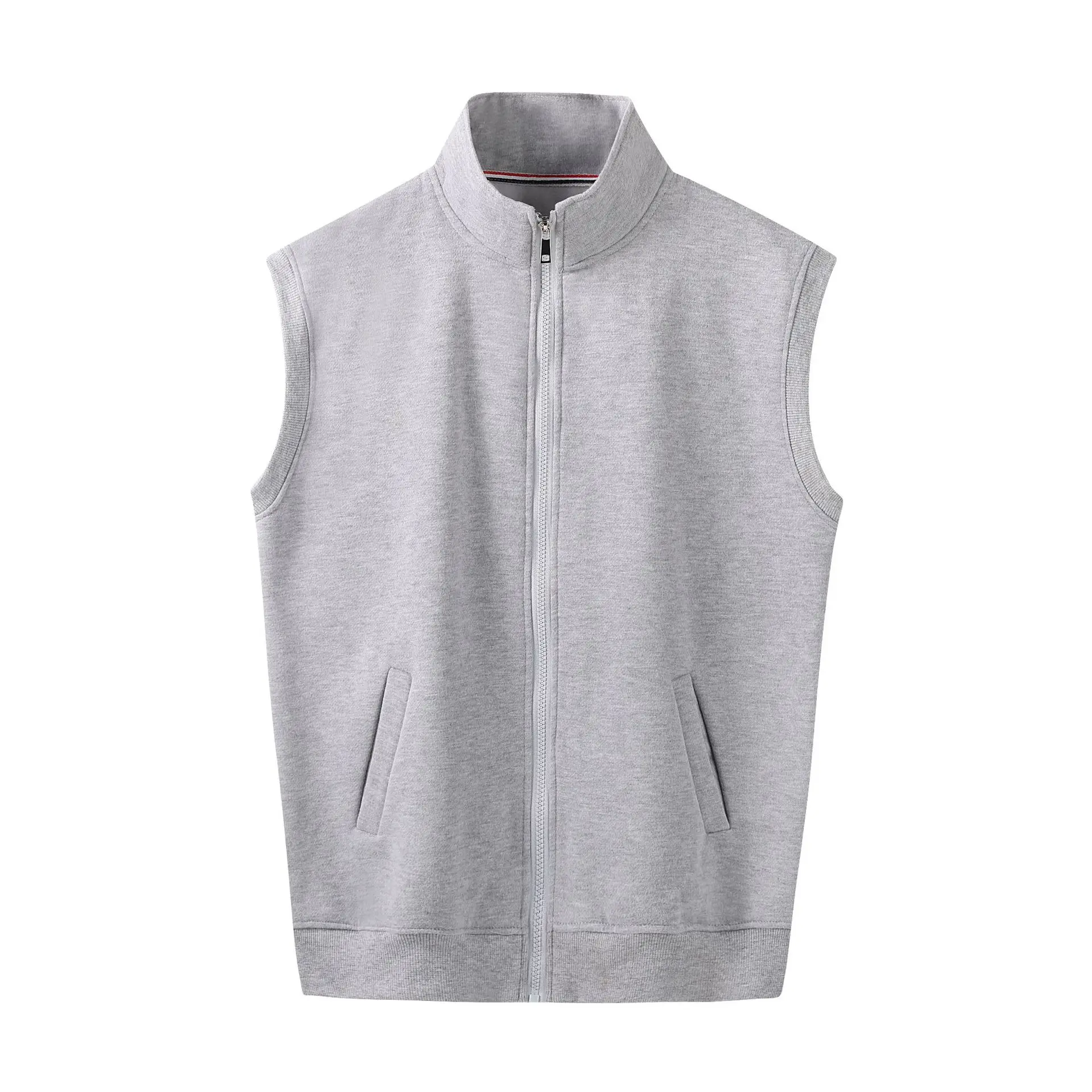 Orange Sleeveless Vest with Zipper Closure - Image 2