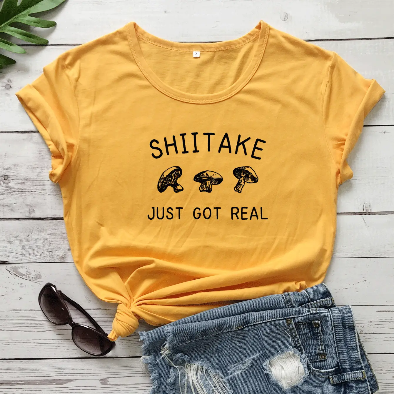 Shiitake Just Got Real T-Shirt White Short Sleeve - Image 5