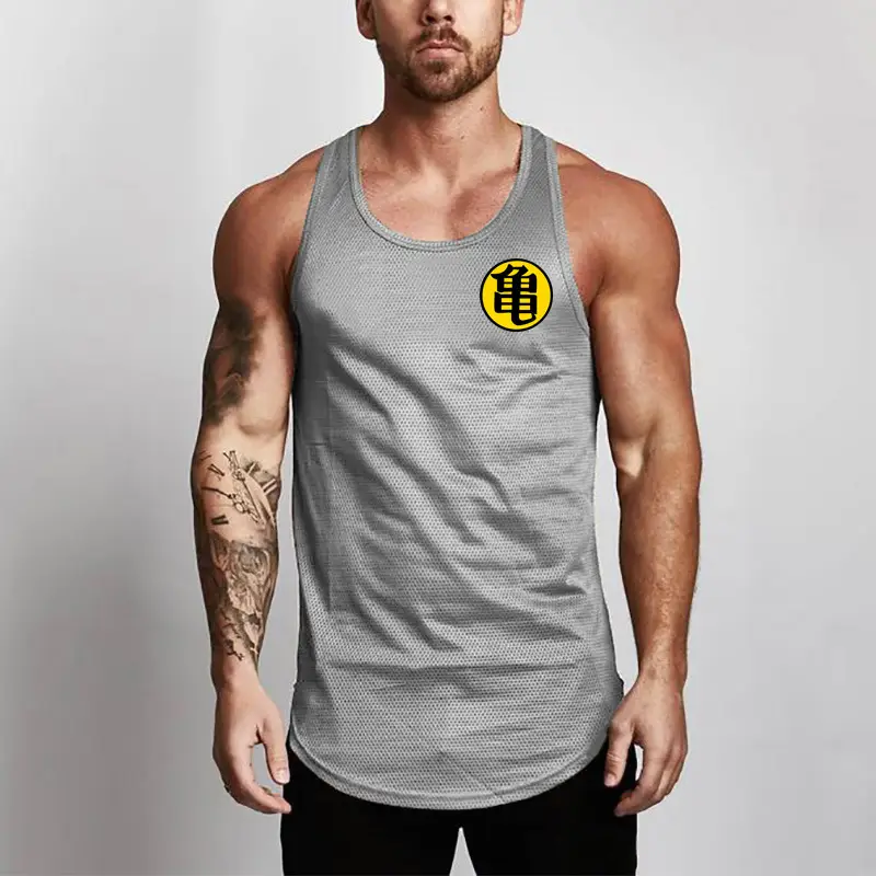 Men's Black Sleeveless Gym Vest with Logo