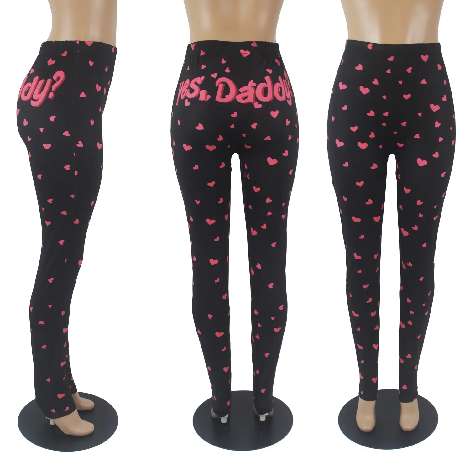 Black Printed Tight Yoga Pants for Women