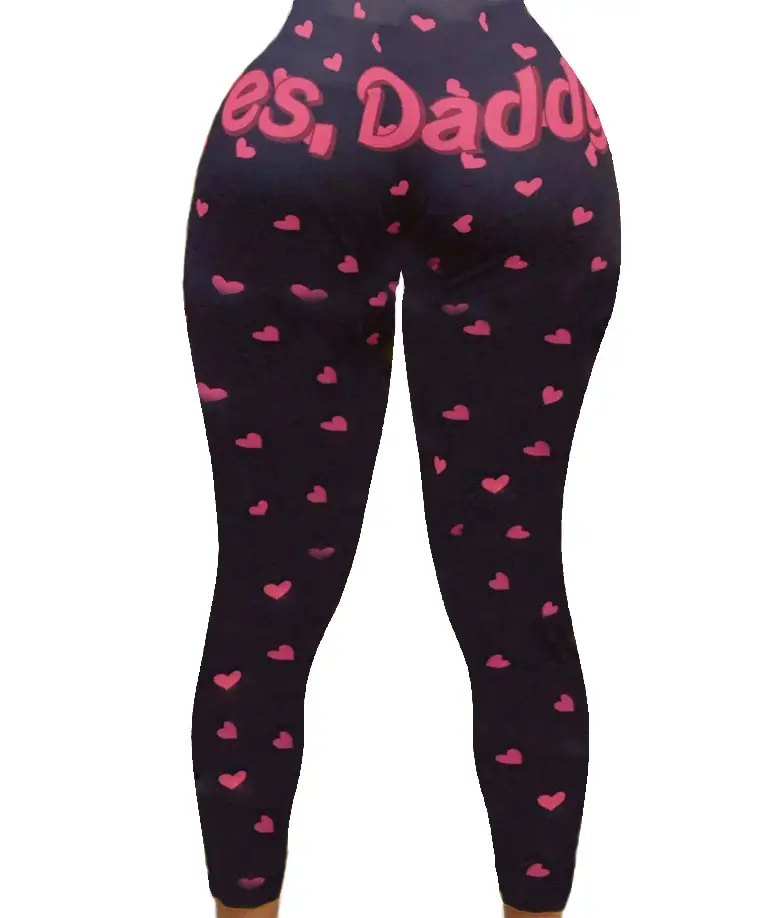Black Printed Tight Yoga Pants for Women