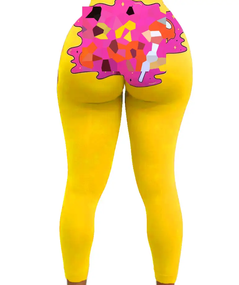 Black Printed Tight Yoga Pants for Women