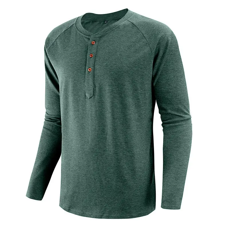 Men Long Sleeve Raglan T-Shirt Green Large — feature 23