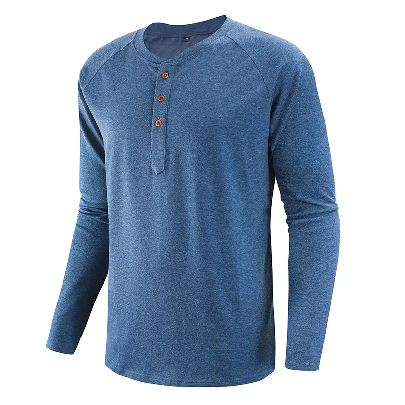 Men Long Sleeve Raglan T-Shirt Green Large - Image 4