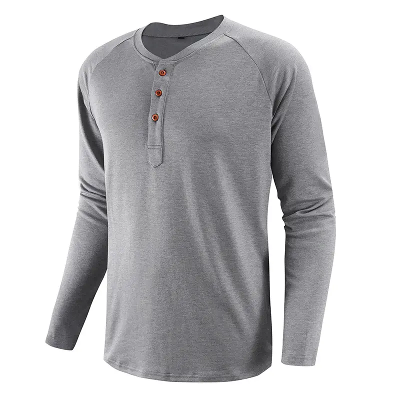 Men Long Sleeve Raglan T-Shirt Green Large - Image 5