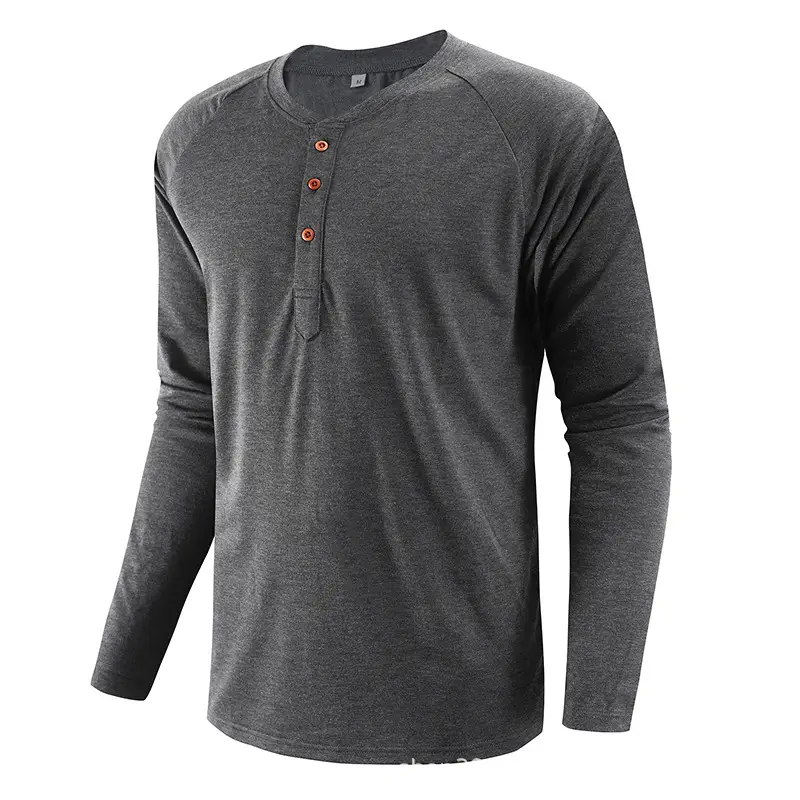 Men Long Sleeve Raglan T-Shirt Green Large - Image 6