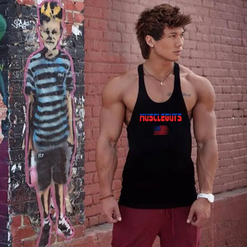 Men's Gray Muscle Beats Tank Top I-Back Training Wear - Image 8