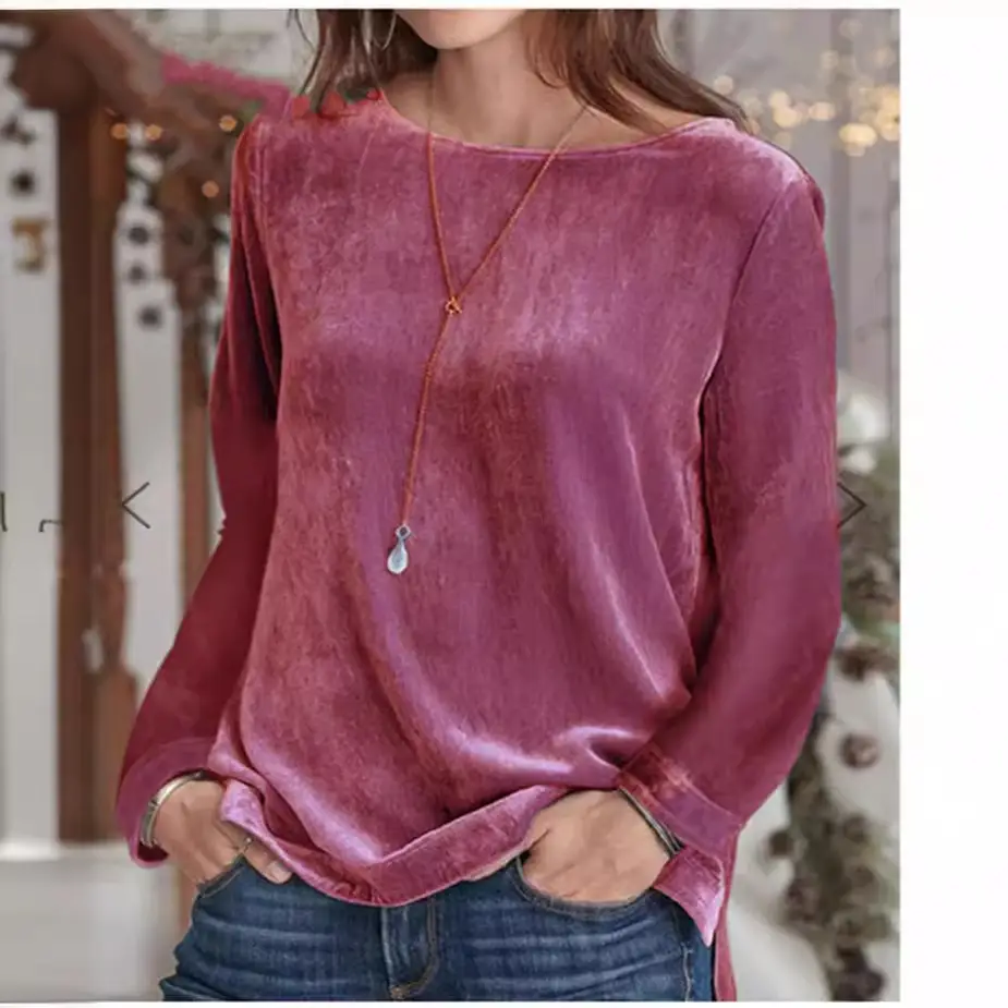 2024 Velvet Round Neck Pullover Long Sleeve Sweatshirt - Image 7