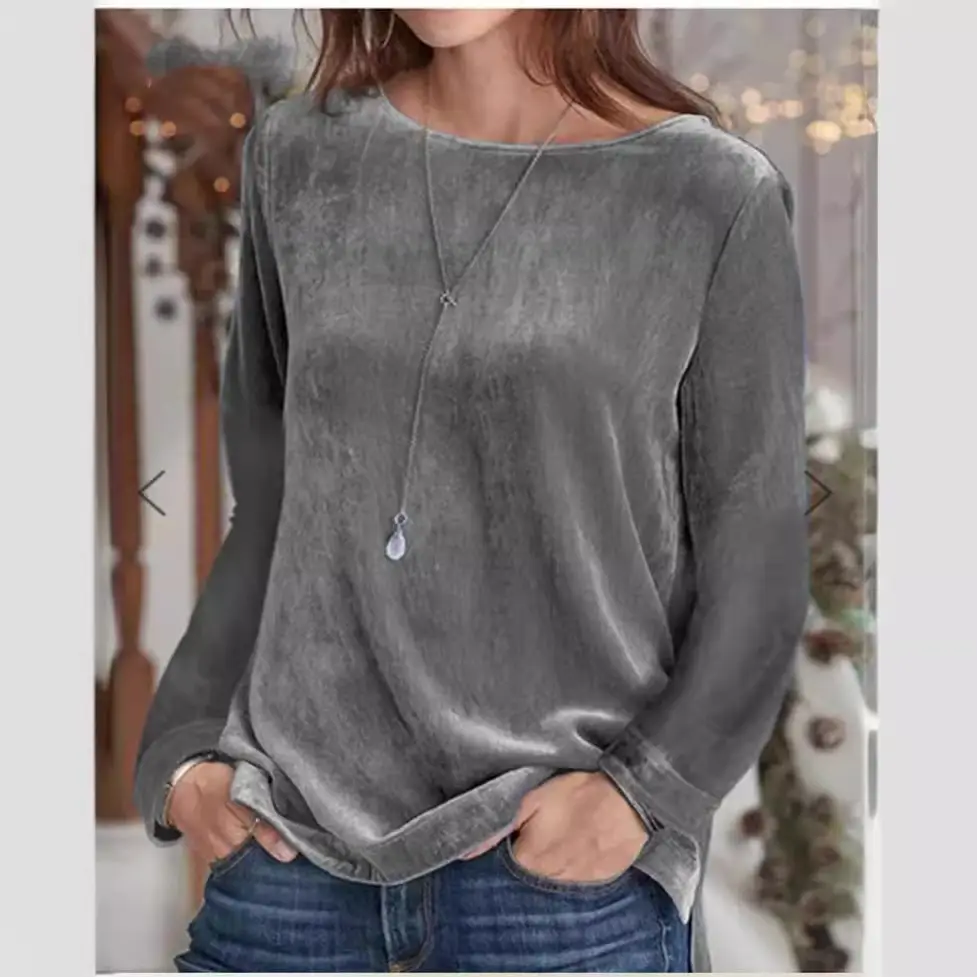 2024 Velvet Round Neck Pullover Long Sleeve Sweatshirt - Image 8