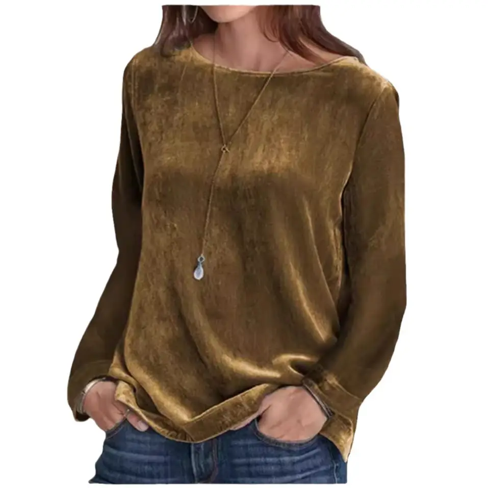 2024 Velvet Round Neck Pullover Long Sleeve Sweatshirt - Image 10