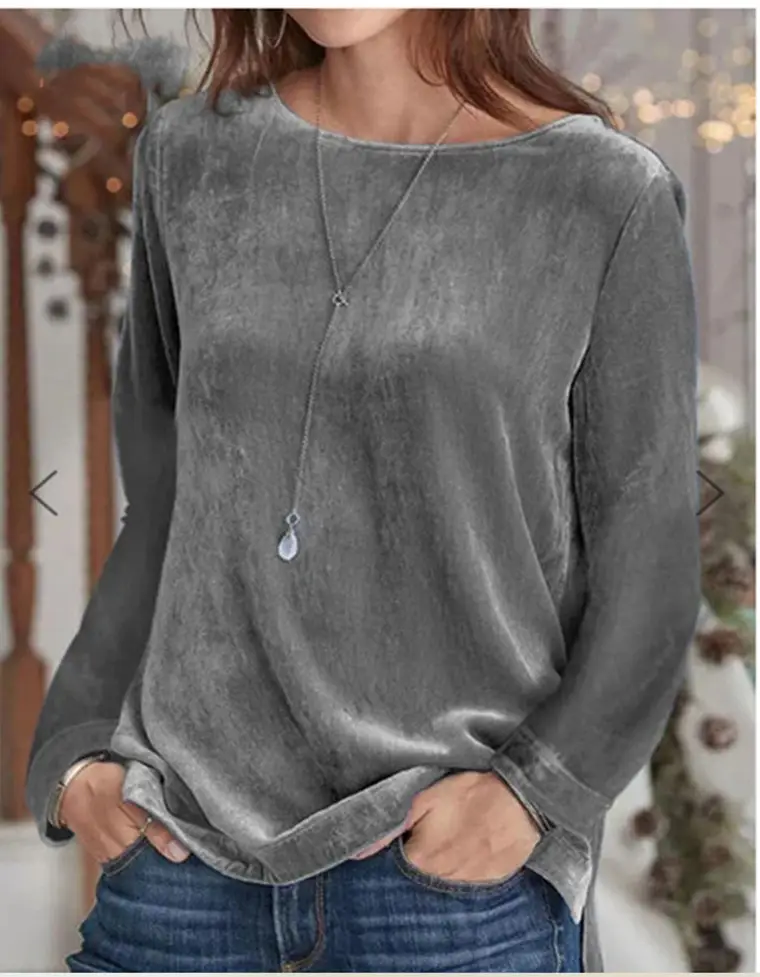 2024 Velvet Round Neck Pullover Long Sleeve Sweatshirt - Image 2