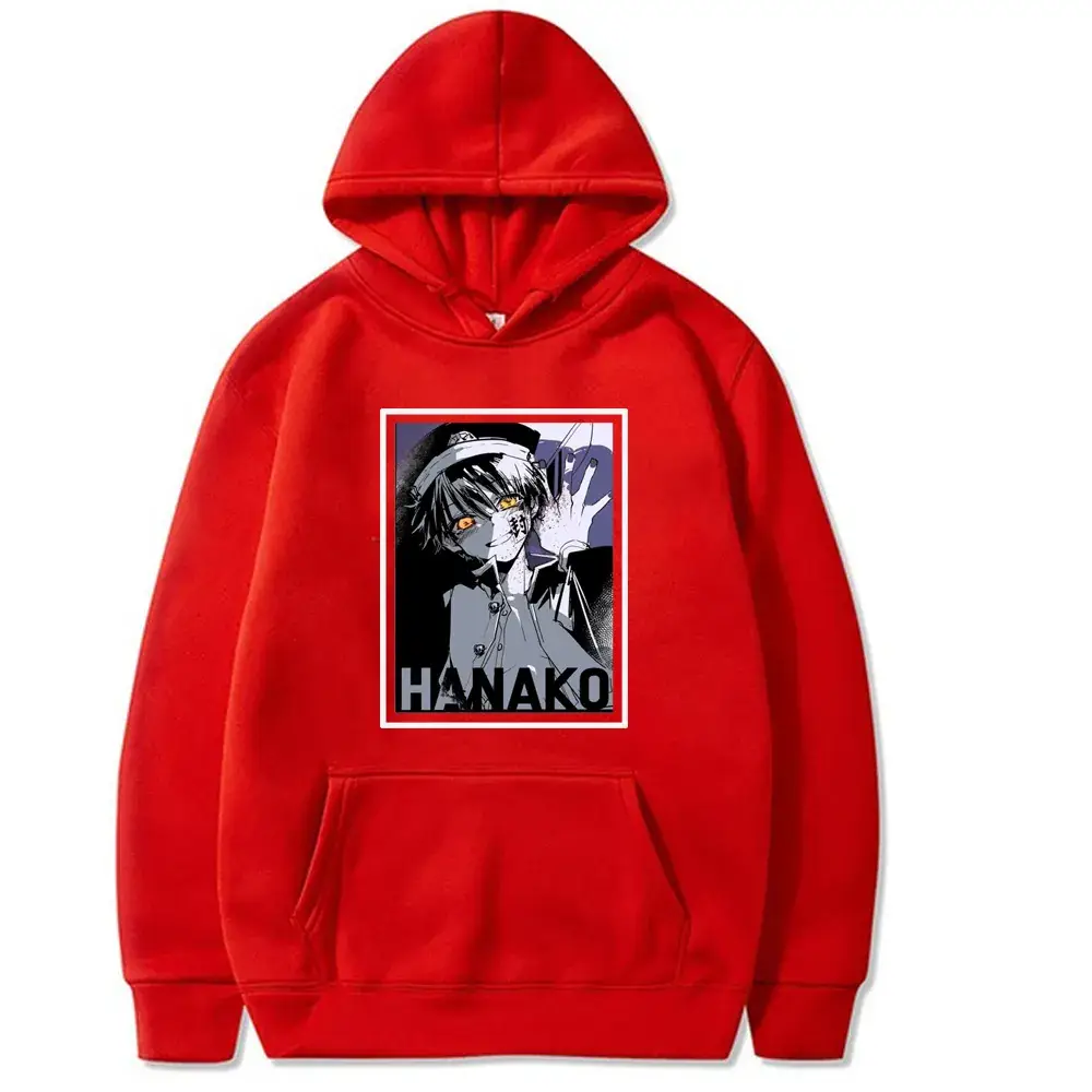 Men Hanako Kun Hoodie Red Graphic Print - Image 3