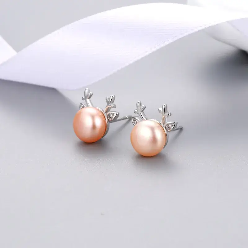Pearl Deer Antler Earrings for Women - Image 3