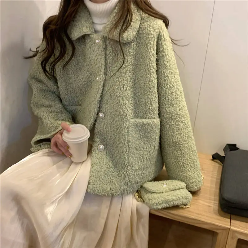 Winter Green Cardigan Jacket for Women Large Size — feature 15
