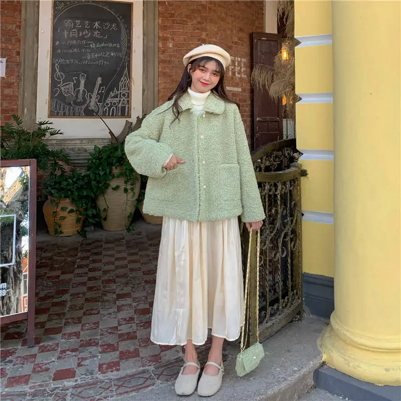 Winter Green Cardigan Jacket for Women Large Size — feature 17
