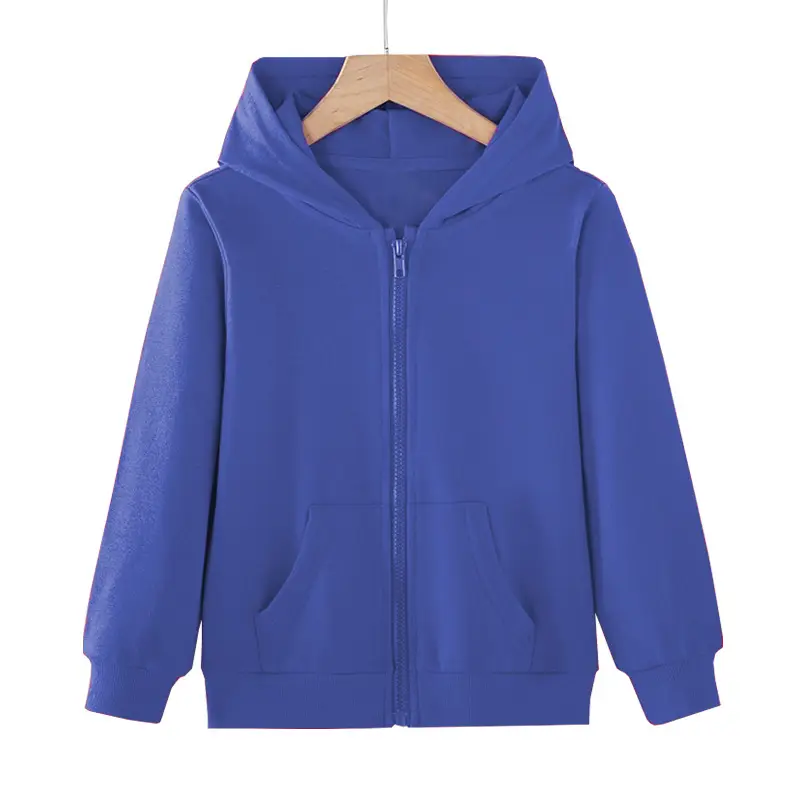 Gray Full-Zip Hooded Sweatshirt for Boys Girls - Image 6