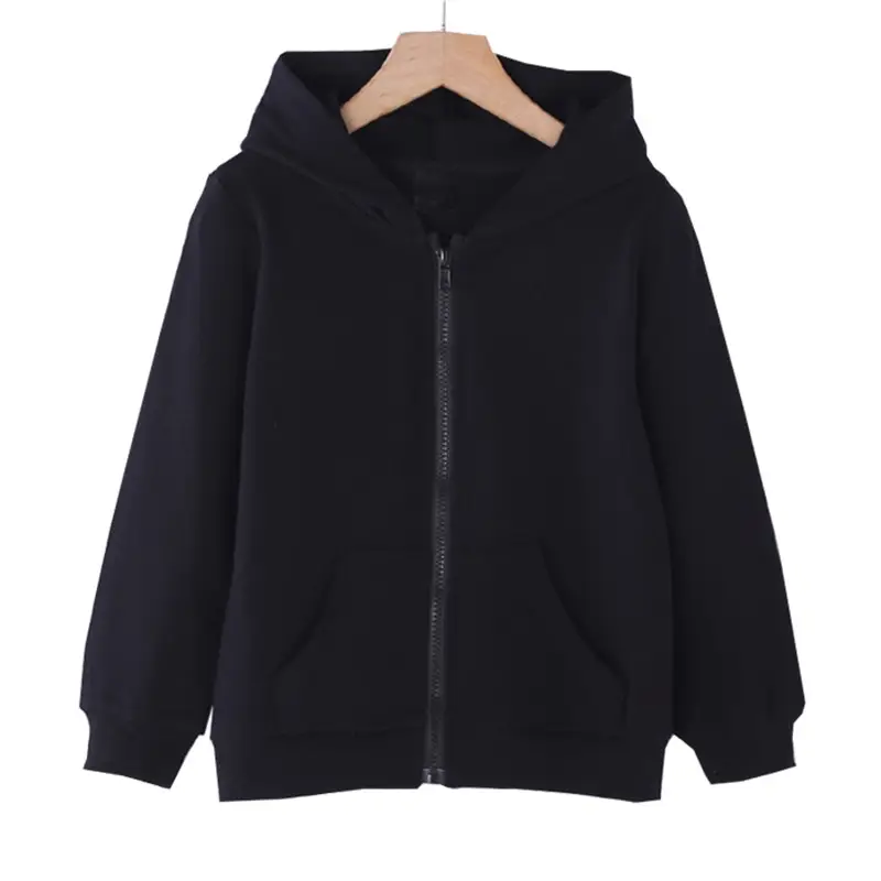 Gray Full-Zip Hooded Sweatshirt for Boys Girls - Image 4