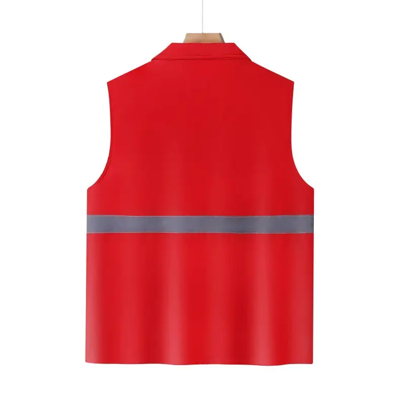 Men Red Sleeveless Vest with Zip Front - Image 2