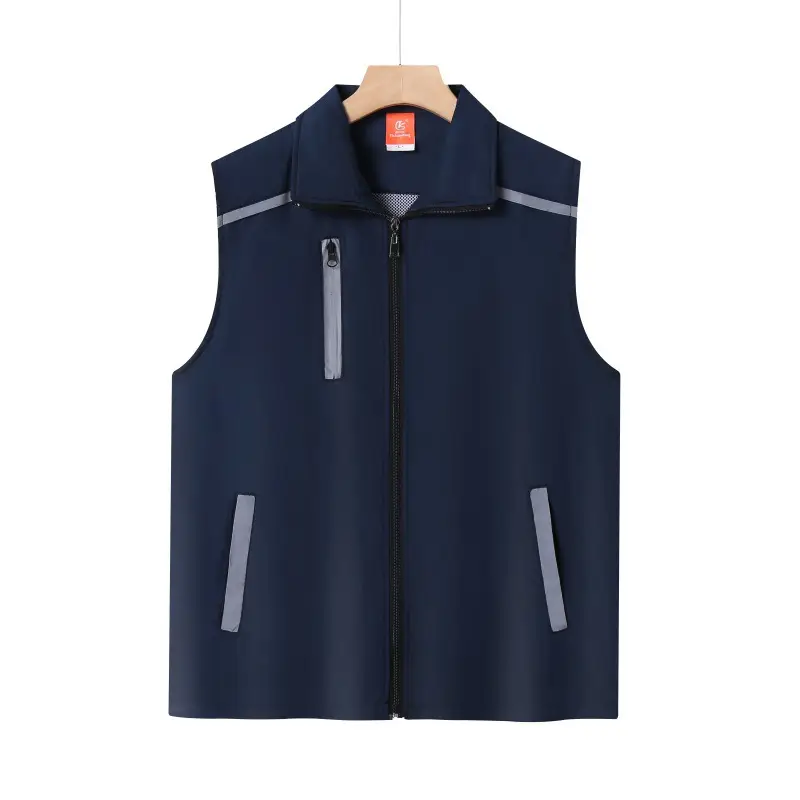 Men Red Sleeveless Vest with Zip Front - Image 4