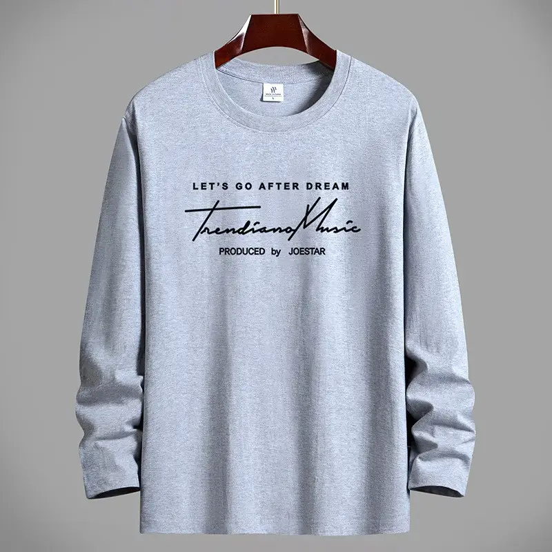 Men Cotton Long Sleeve T-Shirt Black Graphic Print - Image 11