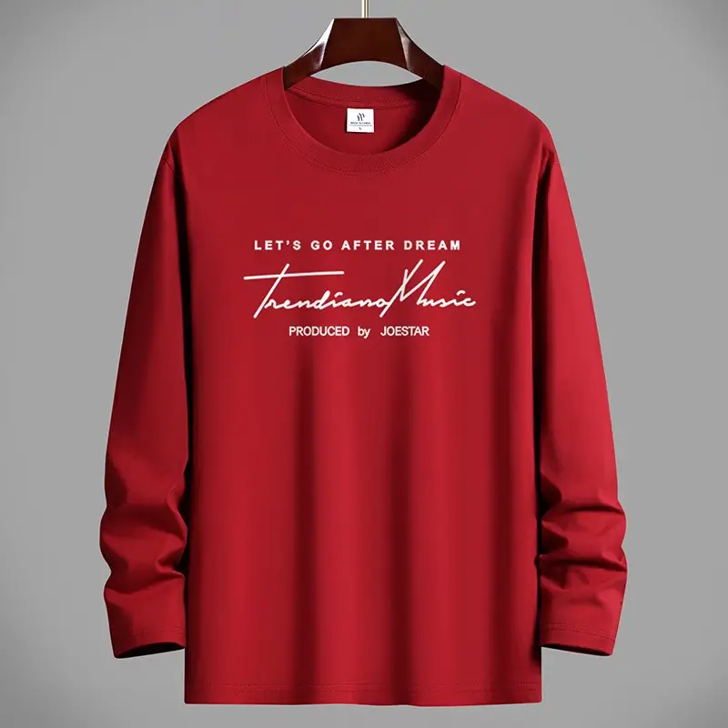 Men Cotton Long Sleeve T-Shirt Black Graphic Print - Image 4