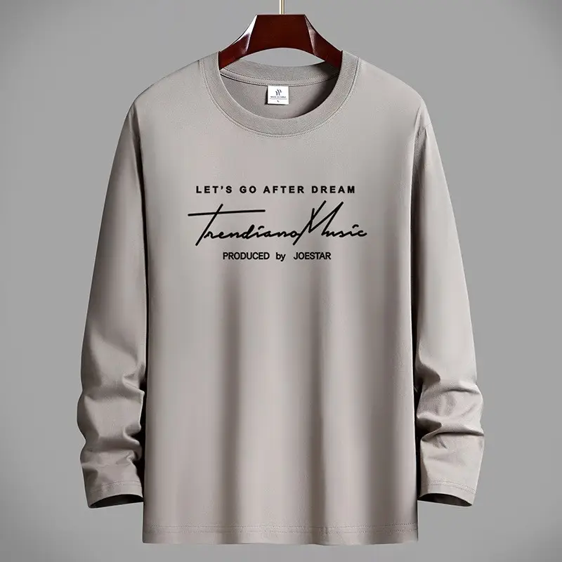 Men Cotton Long Sleeve T-Shirt Black Graphic Print - Image 5