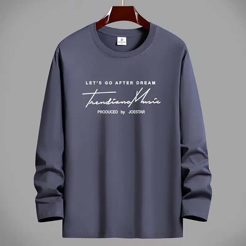 Men Cotton Long Sleeve T-Shirt Black Graphic Print - Image 7