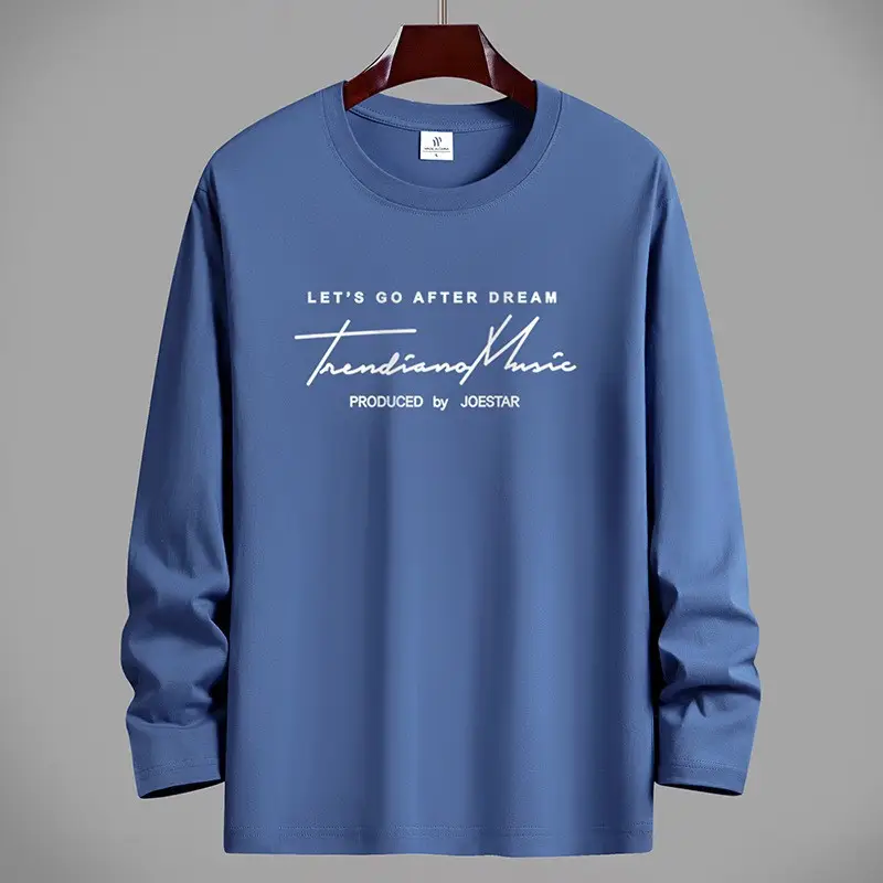 Men Cotton Long Sleeve T-Shirt Black Graphic Print - Image 8