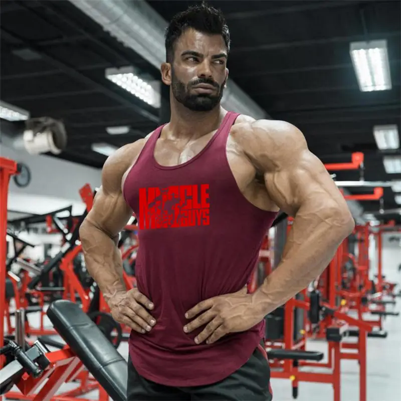 Men's Maroon Muscle Print Waistcoat T-Shirt - Image 9