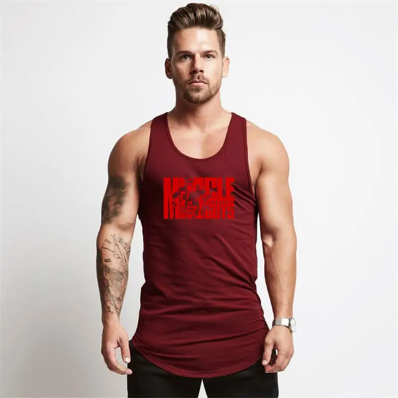 Men's Maroon Muscle Print Waistcoat T-Shirt - Image 5