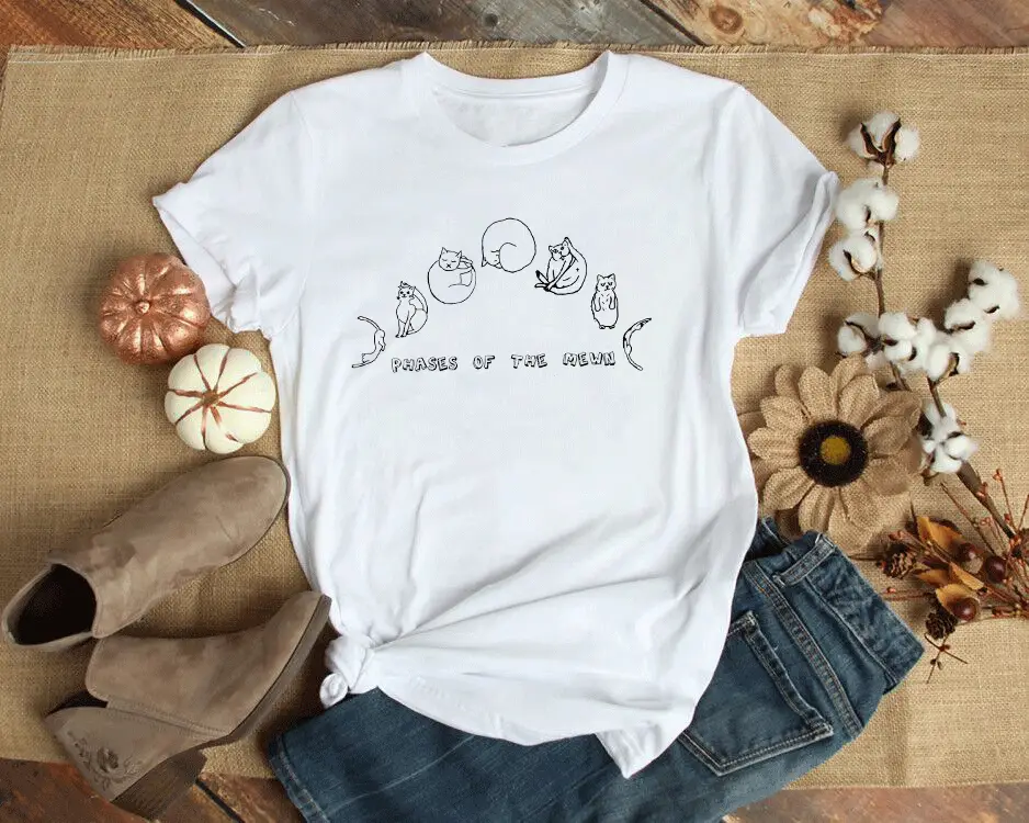 Women Pink Cat Print T-Shirt Short Sleeve
